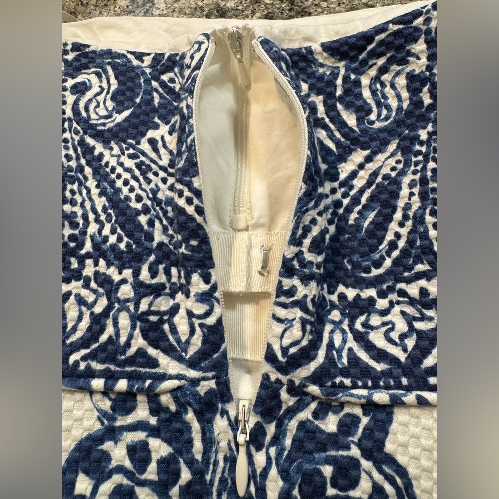 J. Crew Collection Ella Porcelain Paisley Blue White Strapless Dress size 6 - Picture 10 of 13